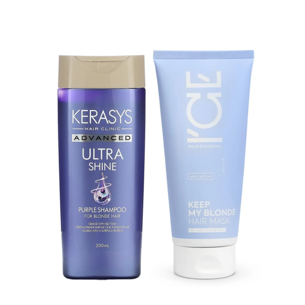 Kerasys & I’ce – Duo Loiras – Advanced Ultra Shine – Purple Shampoo 200ml +  Keep My Blonde Máscara 200ml